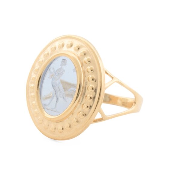 TAGLIAMONTE  Italy 18kt Gold Plated Baby Blue Venetian Glass Ring - Picture 1 of 2